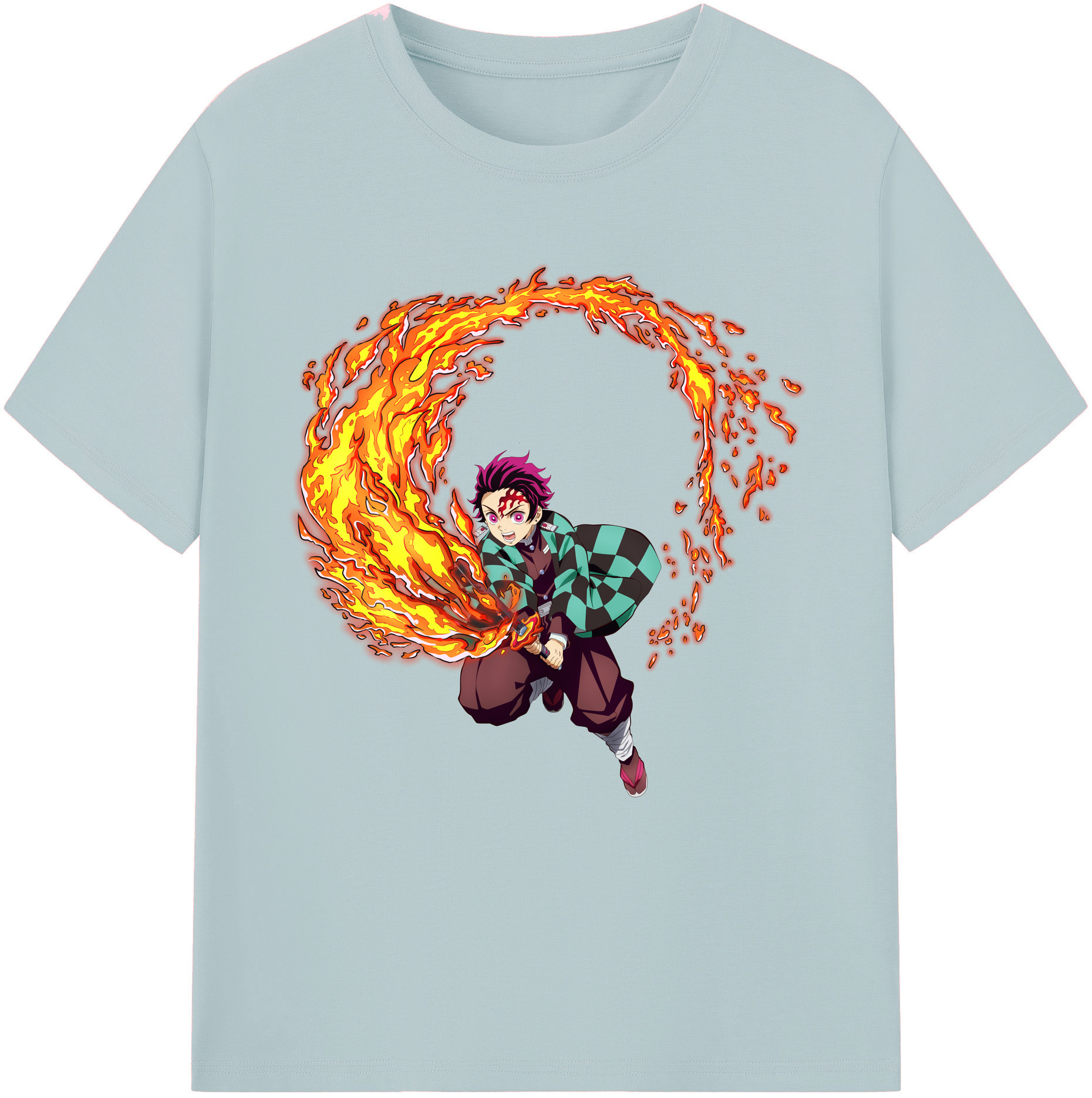 （画像用） 鬼滅の刃 竈門 炭治郎／かまど たんじろう Kamado Tanjirou 綿100％半袖Tシャツ（フロントプリント）